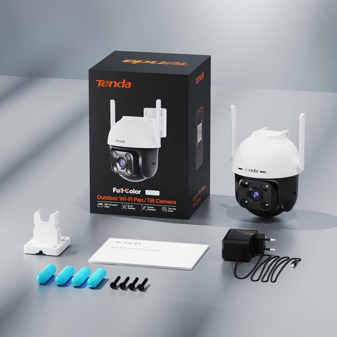 Tenda 3MP Überwachungskamera Aussen WiFi, 2K IP Kamera Outdoor mit Nachtsicht 30M in Farbe, 2-Wege A