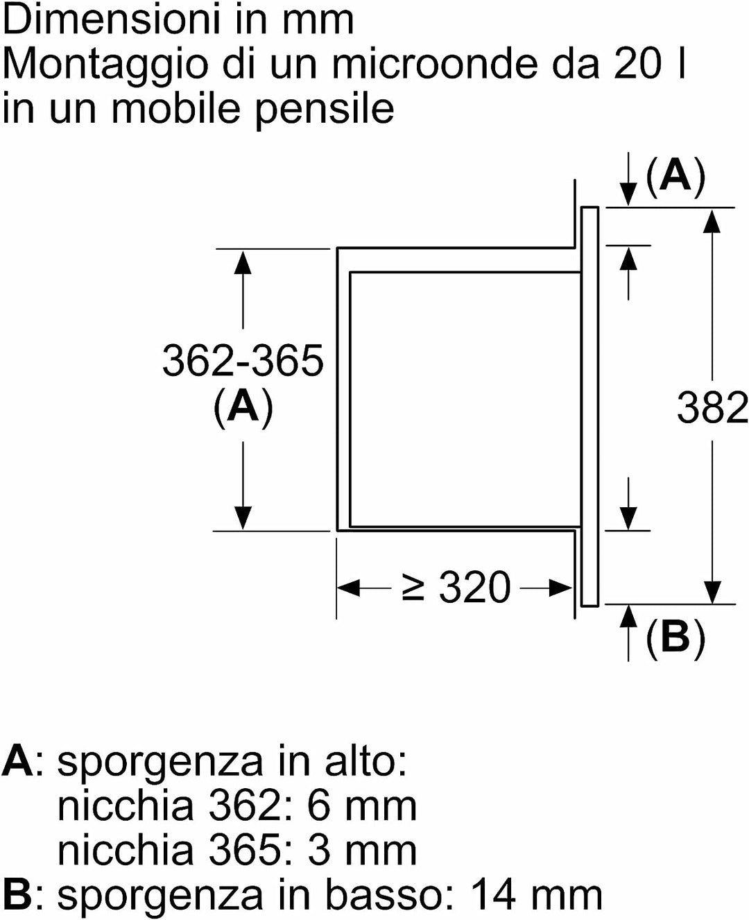 Bosch Elettrodomestici BEL623MB3 Serie 2 Einbaumikrowelle, 60 x 38 cm, schwarz