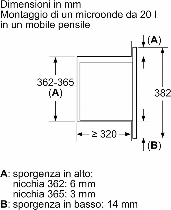 Bosch Elettrodomestici BEL623MB3 Serie 2 Einbaumikrowelle, 60 x 38 cm, schwarz