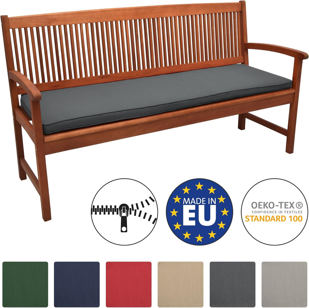 Beautissu Loft BK Auflage Bankkissen 120x48x5 cm Sitzkissen für Gartenbank Polster Auflage Gartenmöb