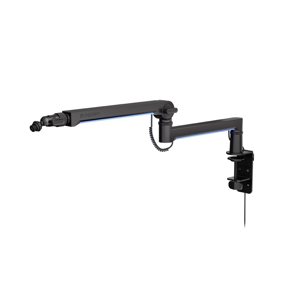 ENDORFY Broadcast Low Profile RGB Boom Arm, Premium Low Profile Mikrofon Smartfone und Lichtarm mit