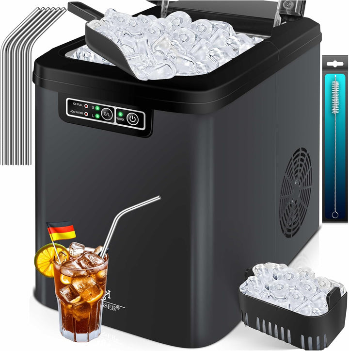 KESSER® Eiswürfelbereiter | Eiswürfelmaschine Edelstahl | Ice Maker | 12 in 24h | Zubereitung in 7 m