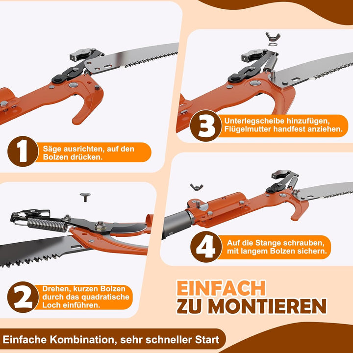 SISUPASSIE 6m Hochentaster mit Teleskopstiel, 2-in-1 Teleskop Astsäge für Äste, Professionelle Baums