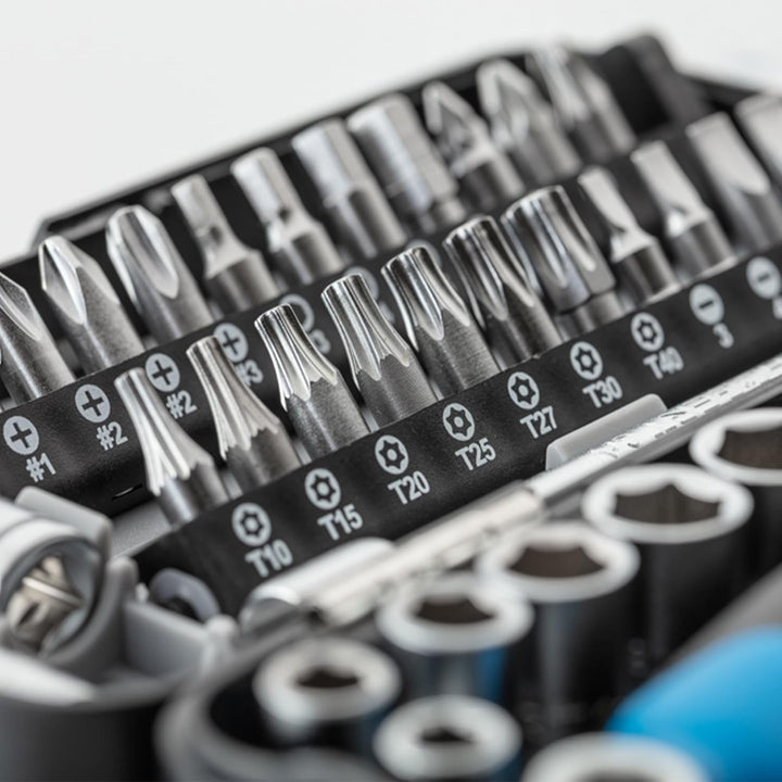 Högert Technik - Werkzeugset I Steckschlüssel, Bits und Ausstattung 1/4” I Legiertem Chrom-Vanadium-