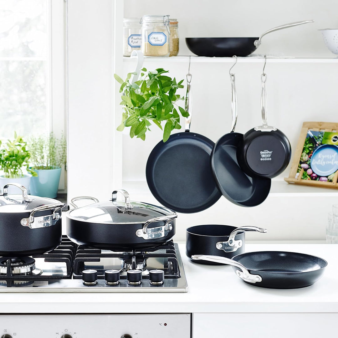 GreenPan Barcelona Hartanodisierte Gesunde Keramische Antihaft Kasserolle 18 cm/2,1 Liter mit Glasde