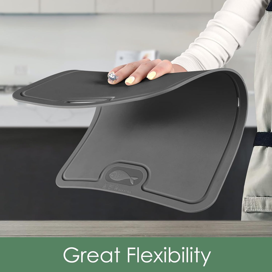 Gintan Flexibles TPU Schneidebrett, BPA-frei, mit Messer- und Saftrille, kratzfeste flexible Schneid