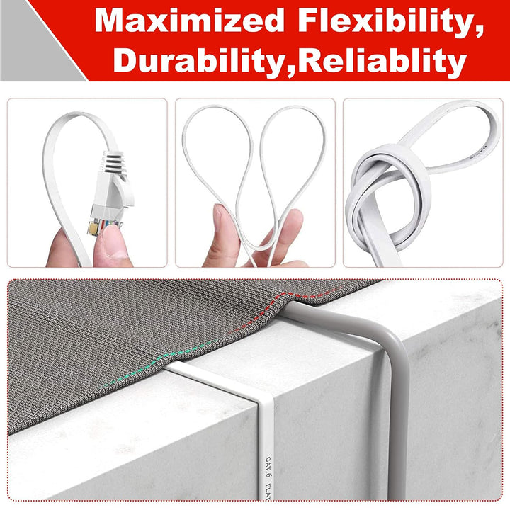 ikbc LAN Kabel 40 meter, Cat 6 Netzwerkkabel 40m Outdoor Indoor (40 Clips) | Lang Flach Ethernet Kab
