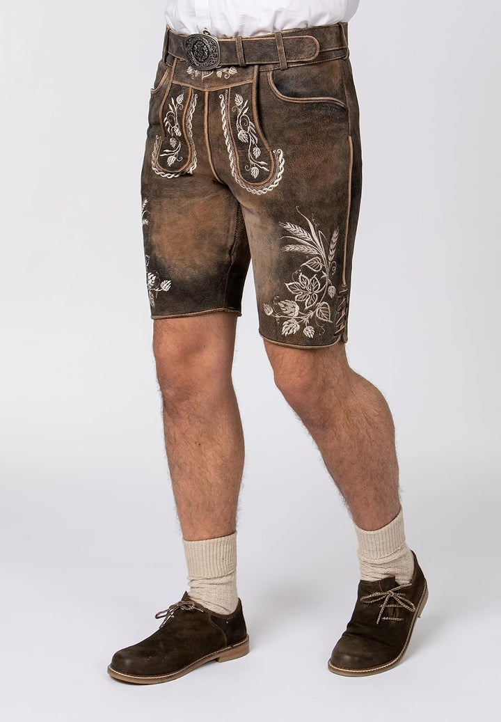 Stockerpoint Herren Almbräu Trachtenlederhose 48 Sepia Raw Nature, 48 Sepia Raw Nature
