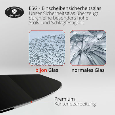 BIJON Glasplatte Schwarz Rund Tisch ESG Sicherheitsglas - Für Esstisch, Couchtisch, Gartentisch, Sch