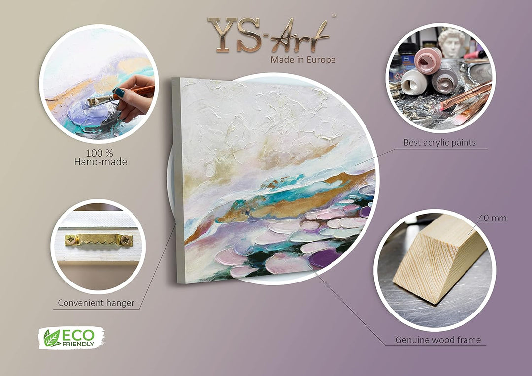 YS-Art Abstrakt Acryl Gemälde auf Leinwand handgemalt Abstraktion V Wandbilder Wohnzimmer moderne we