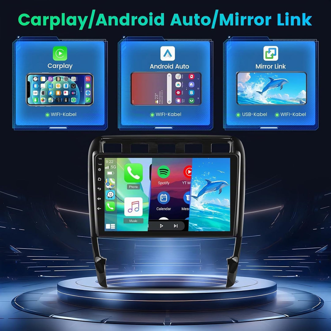 [2+64G] Android 13 Autoradio für Porsche Cayenne 2003-2010 mit Drahtlos Carplay & Android Auto, 9 Zo