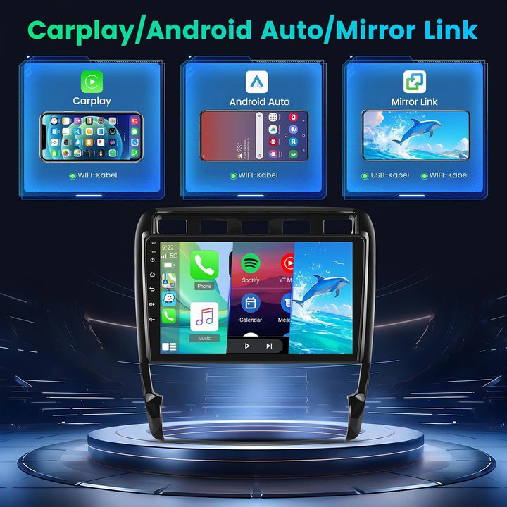 [2+64G] Android 13 Autoradio für Porsche Cayenne 2003-2010 mit Drahtlos Carplay & Android Auto, 9 Zo