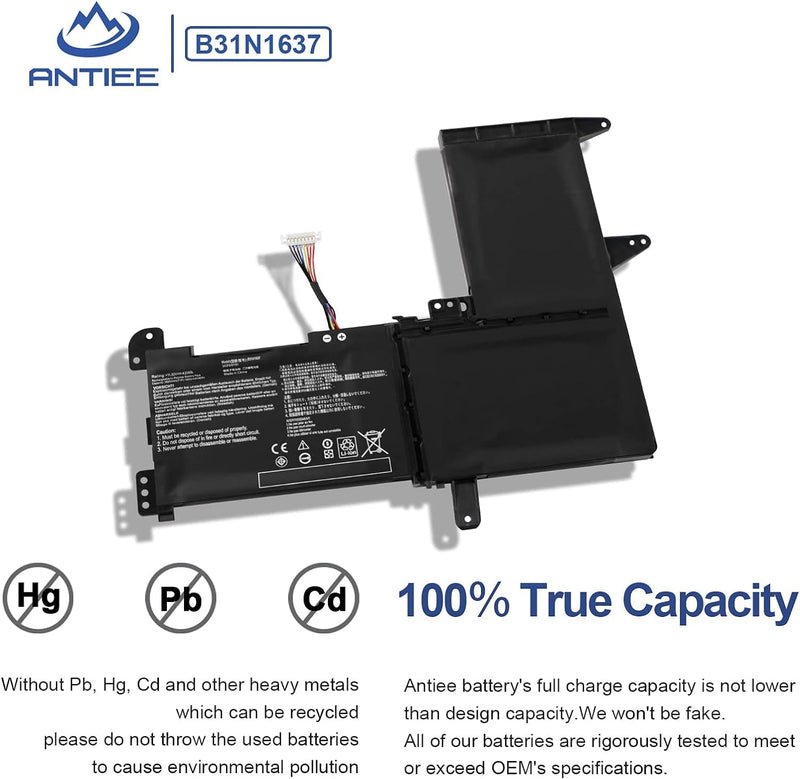 ANTIEE B31N1637 Laptop Akku für Asus VivoBook X510 X510U X510UQ X510UA X510UAR X510UF VivoBook S15 S