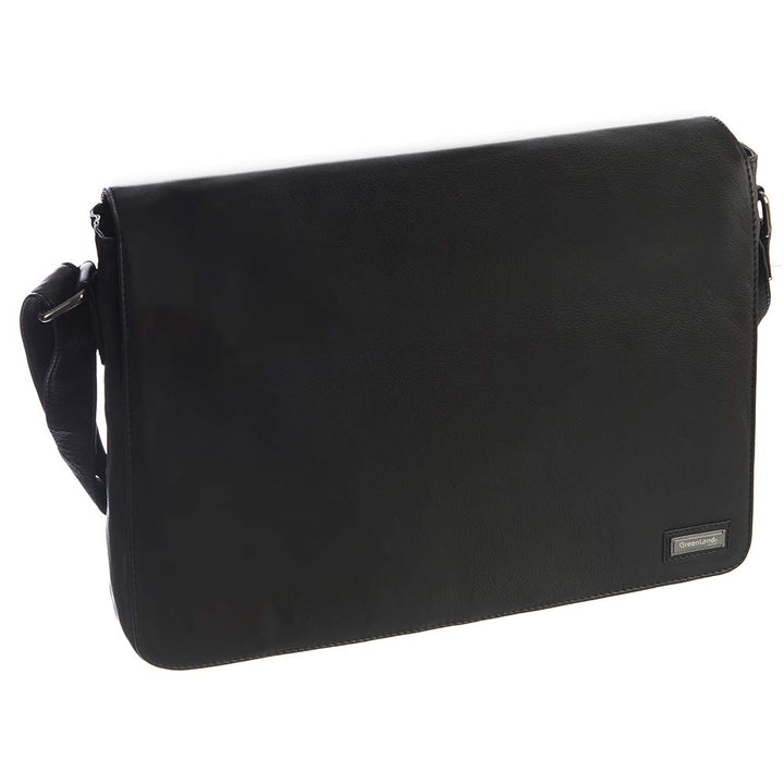 Greenland Nature Black Nappa Messenger Leder 38 cm
