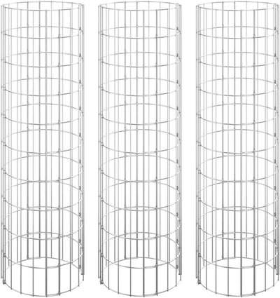 Tidyard Gabionen-Hochbeete 3 STK.Drahtkorb Rund Verzinkter Stahl Ø30x100 cm Gabionen-Pflanzgefäss Ga