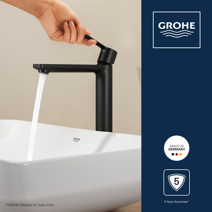GROHE Lineare, Waschtischarmatur hoch, wassersparend (Wasserhahn für das Bad, 31cm hoch, ideal für d