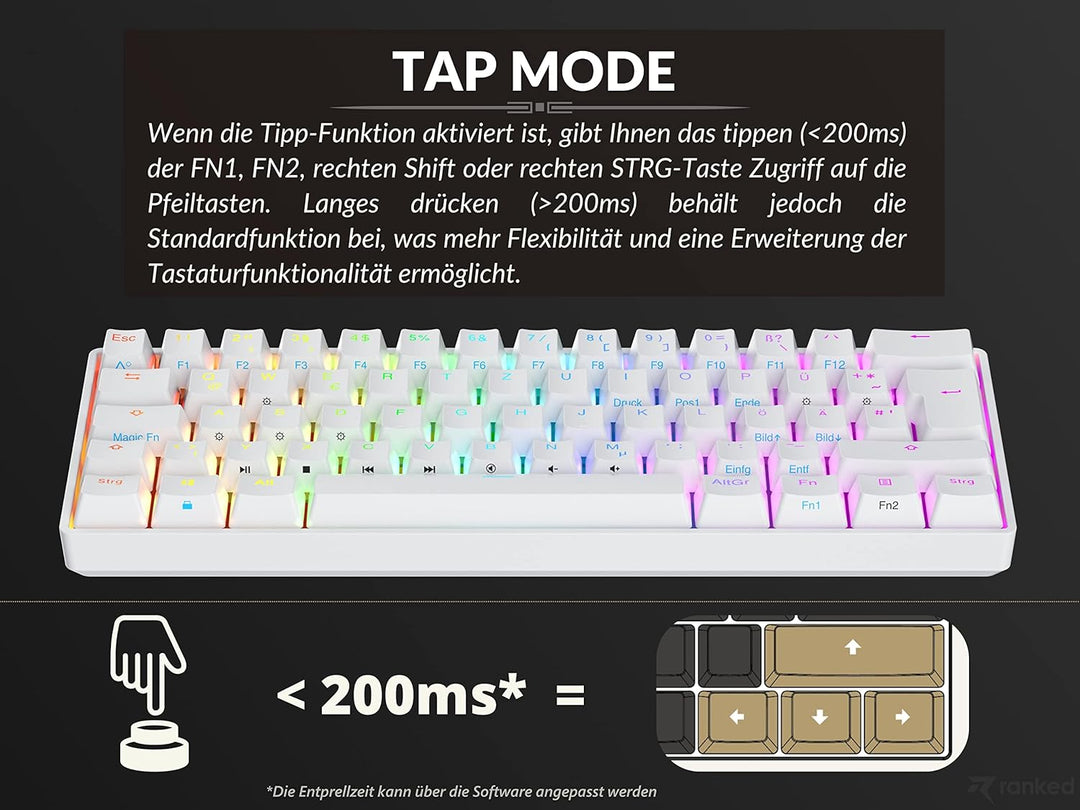 Ranked N60 Nova Mechanische 60 Prozent Tastatur | Hotswap Gaming Keyboard | 62 Programmierbare Taste
