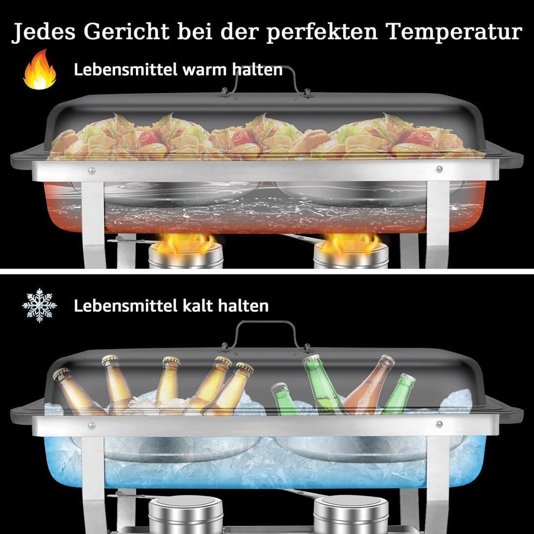 Chafing Dish Profi Set Toulouse, Edelstahl Warmhaltebehälter, Speisewärmer, Rechaud, Chafing Dishes