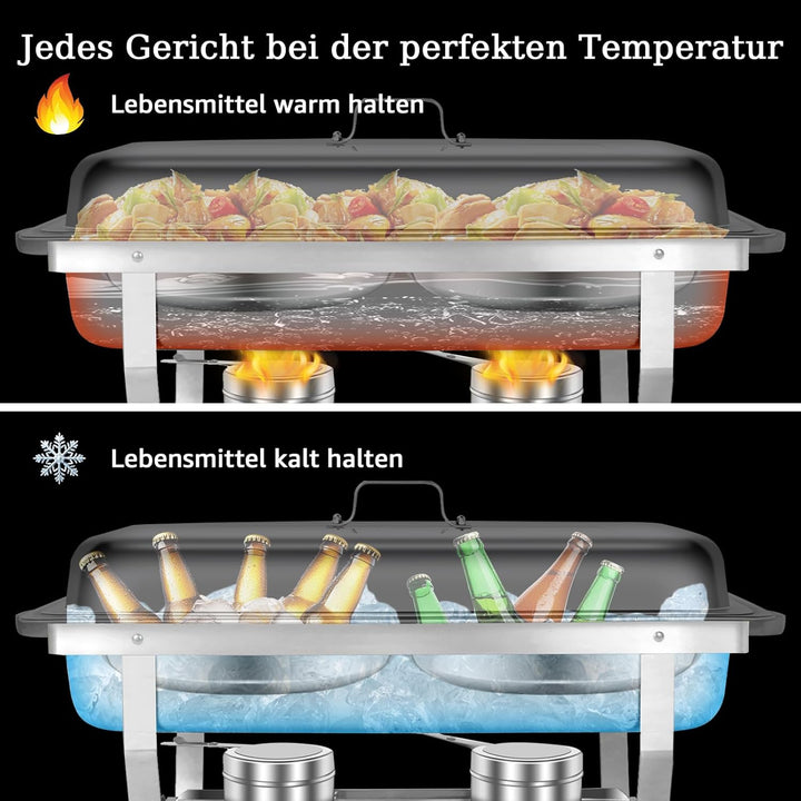 Chafing Dish Profi Set Toulouse, Edelstahl Warmhaltebehälter, Speisewärmer, Rechaud, Chafing Dishes