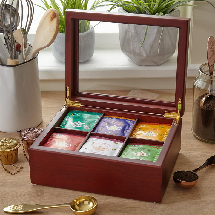 Apace Living Tee Box Luxeriöse Tee Aufbewahrung Box Holz – 6 Fächer für die Aufbewahrung von Teebeut