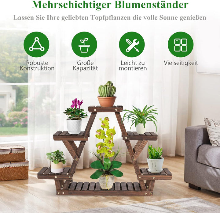 RELAX4LIFE Blumenständer Holz, Pflanzenständer 4 Ebenen, Pflanzenregal 4-stufig, Blumenregal Mehrstö