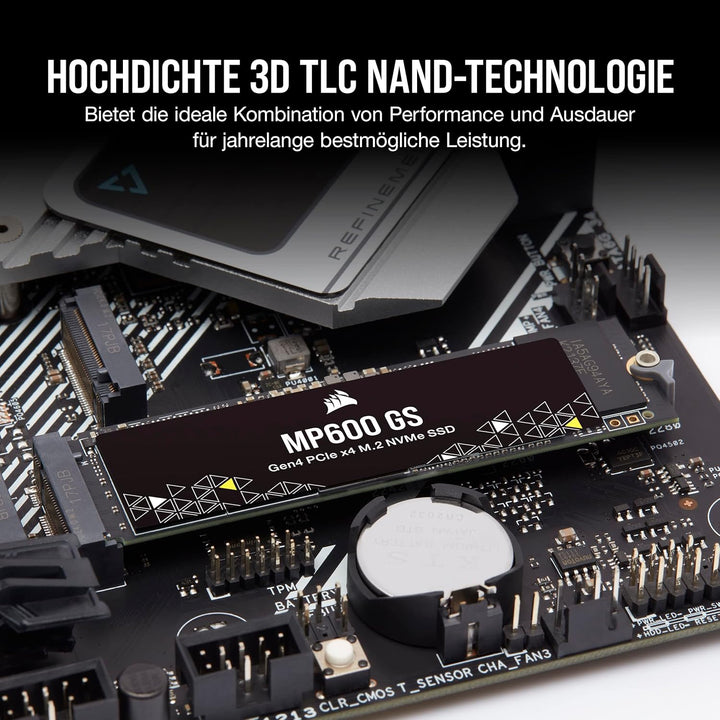 Corsair MP600 GS 500 GB PCIe Gen4 x4 NVMe M.2-SSD – Hochdichter TLC NAND – M.2 2280-Formfaktor – Kom