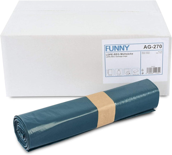 Funny AG-270 LDPE Müllsäcke, 575 x 1000 mm-Typ60,blau,circa70L,1erPack(1x250Stück) Single, Single