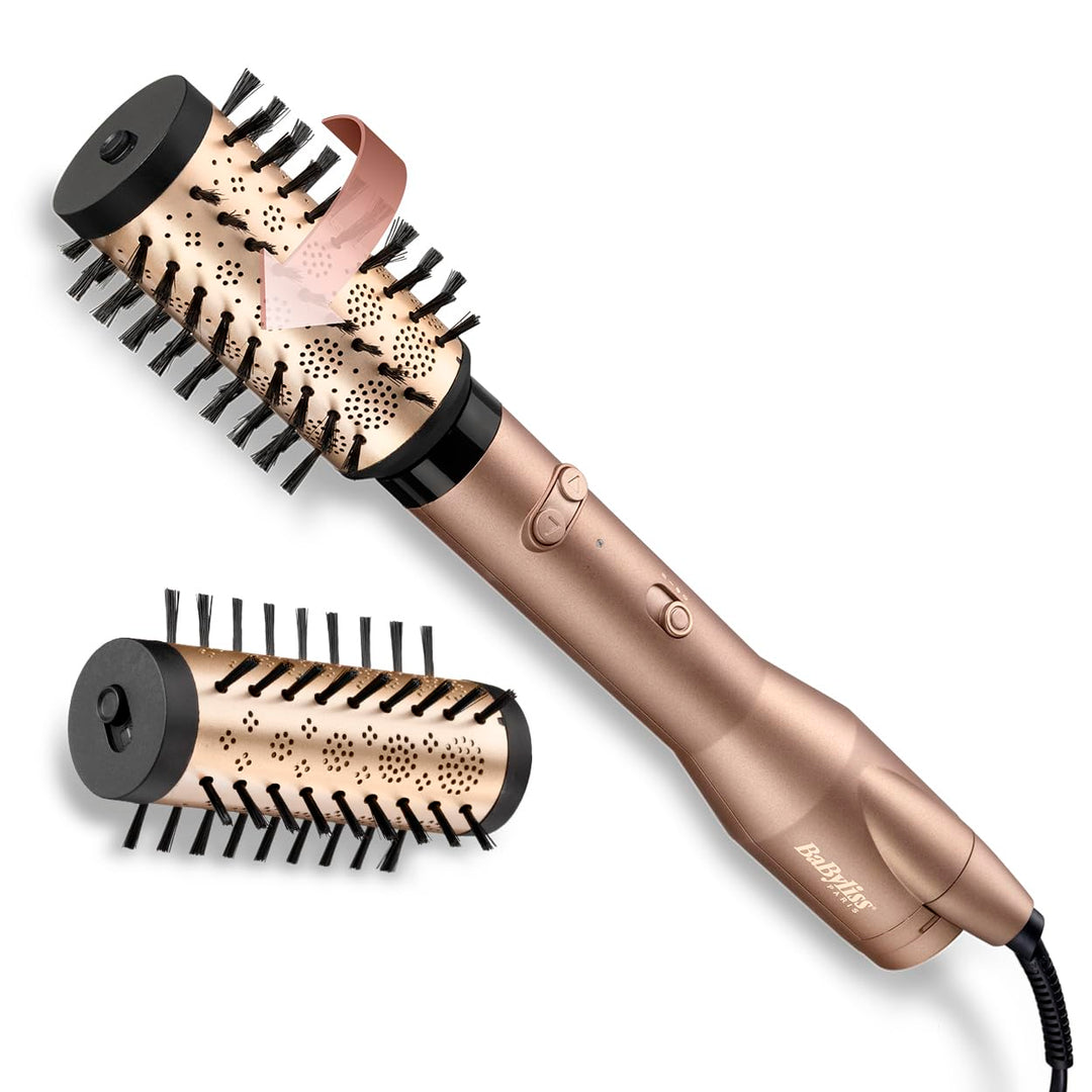 BaByliss Big Hair Dual Rotierende Warmluftbürste, Föhnbürste mit Ionen-Technologie, 2 Aufsätze für m