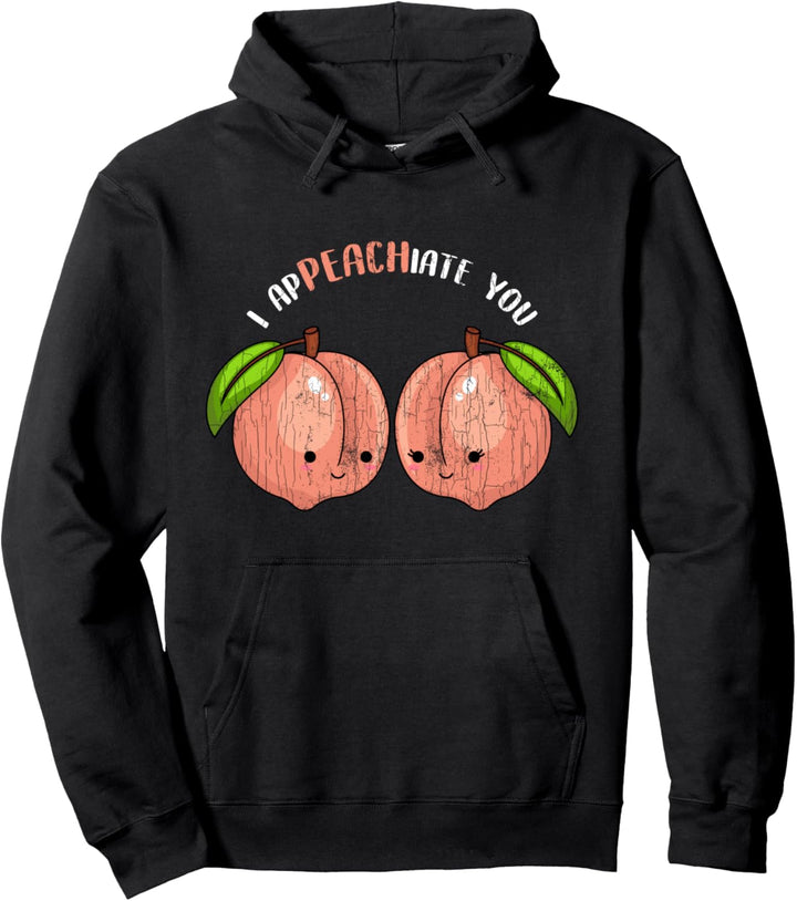 Lustiges süsses Pfirsich Design für Ihn Ihr Valentinstag Pullover Hoodie