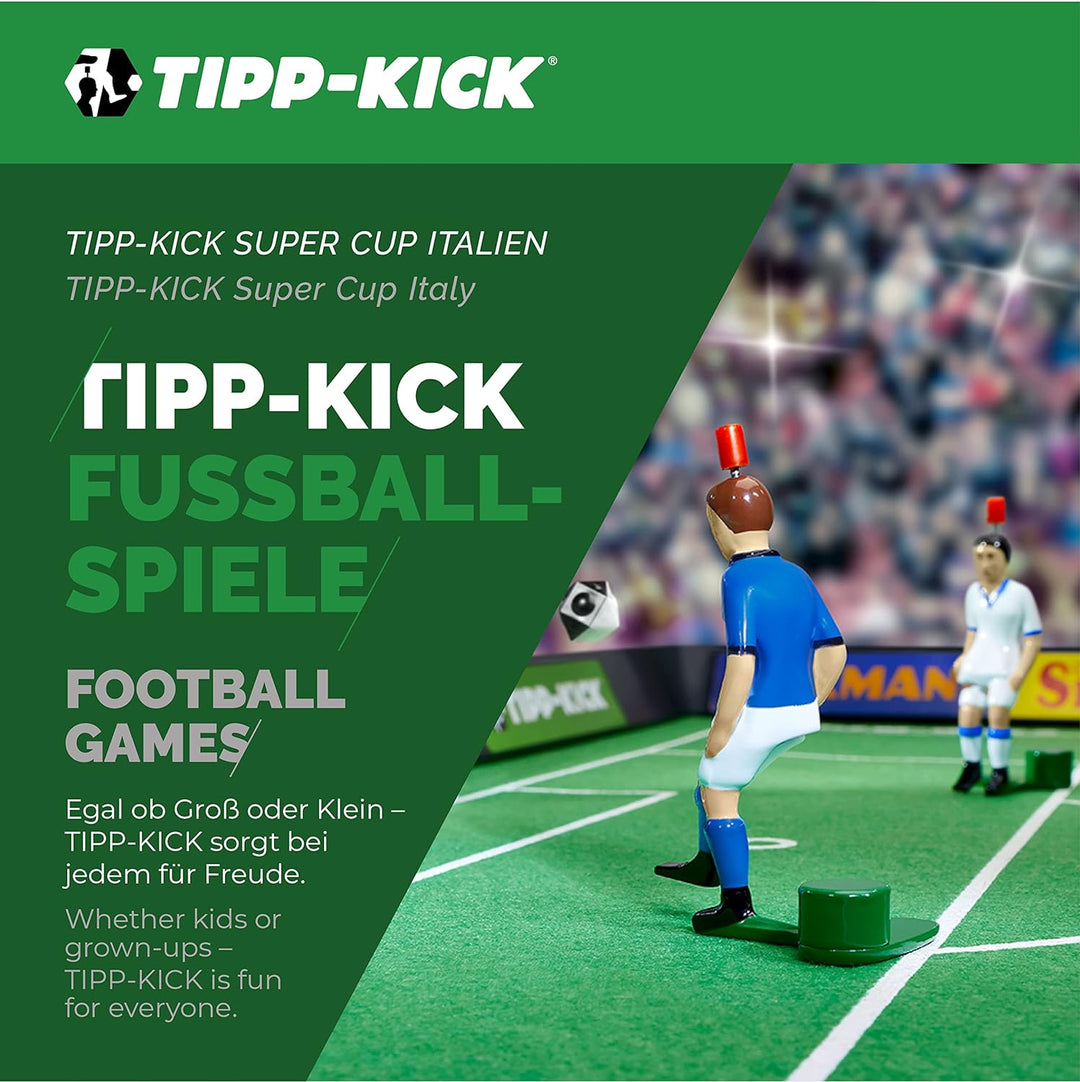TIPP-KICK Super Cup Italia Set: 1x extra grosses Spielfeld mit Bande, 2X Top Kicker, 2X Torwart „Ton