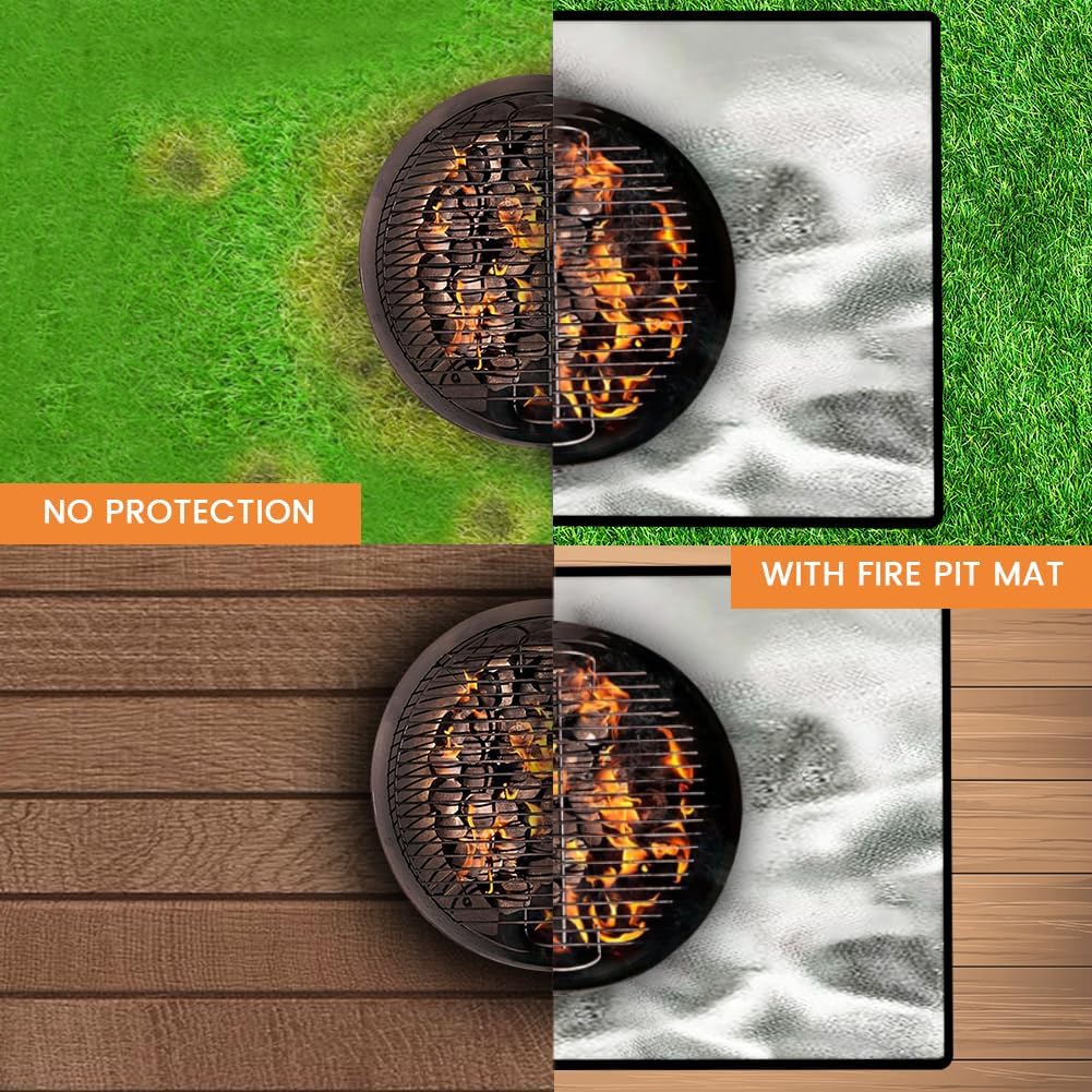 flintronic Feuerschalenmatte, 100 * 100cm Feuerfeste Unterlage Quadrat, Wasserdicht Faltbare Feuerfe
