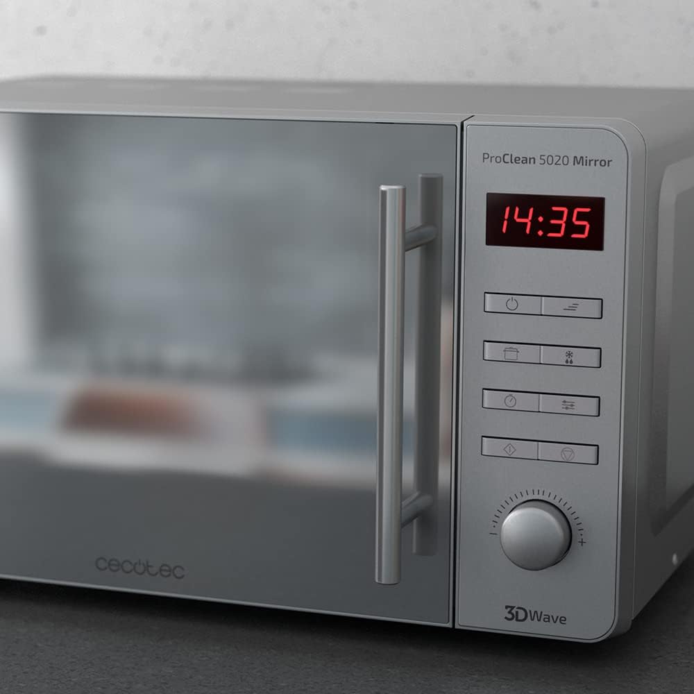Cecotec Pro Clean 5120 Mirror Mikrowelle 700W Grill 800W 20L Garraum Ready 2 Clean Beschichtung 3 D