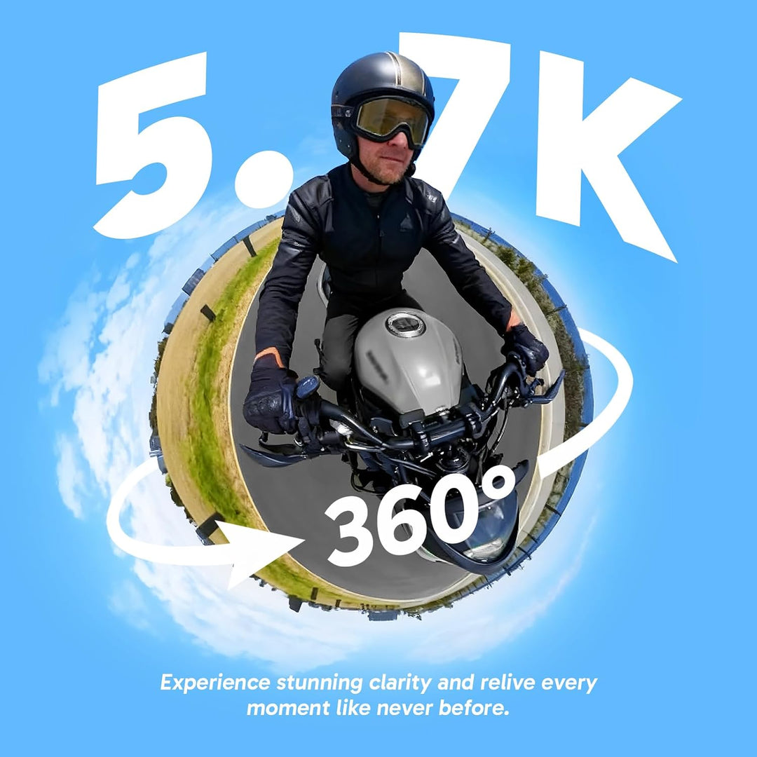 AKASO 360° Action Cam Motor-Set - 5.7K 72MP 360 Grad Actionkamera Speicherkarte Duale 1/2" 48MP Sens