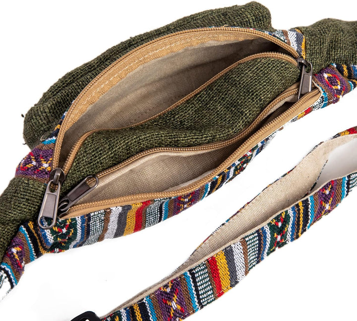 Freakmandu Unisex Hanf Gürteltasche – Fanny Packs, Hüftgürteltasche zum Umhängen, Boho Hippie Stil,