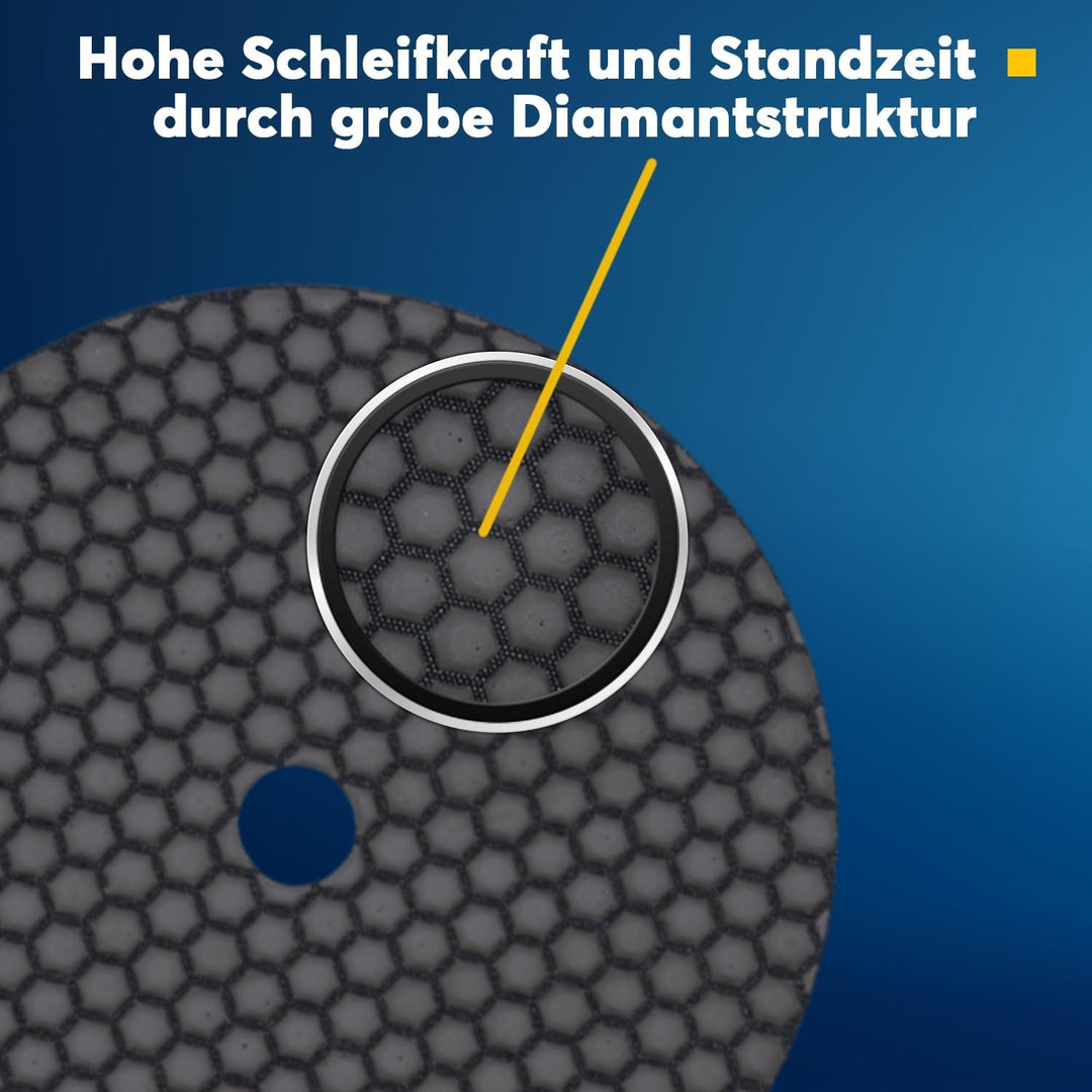 Diamant-Schleifpad Spar-Set für Trockenschliff, D = 100 mm, Körnung 50 und 200, Klettaufnahme, für F