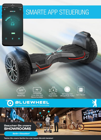 8.5" Premium Offroad SUV Hoverboard - Deutsche Qualitätsmarke - Bluewheel HX510 inkl. Kinder Sicherh