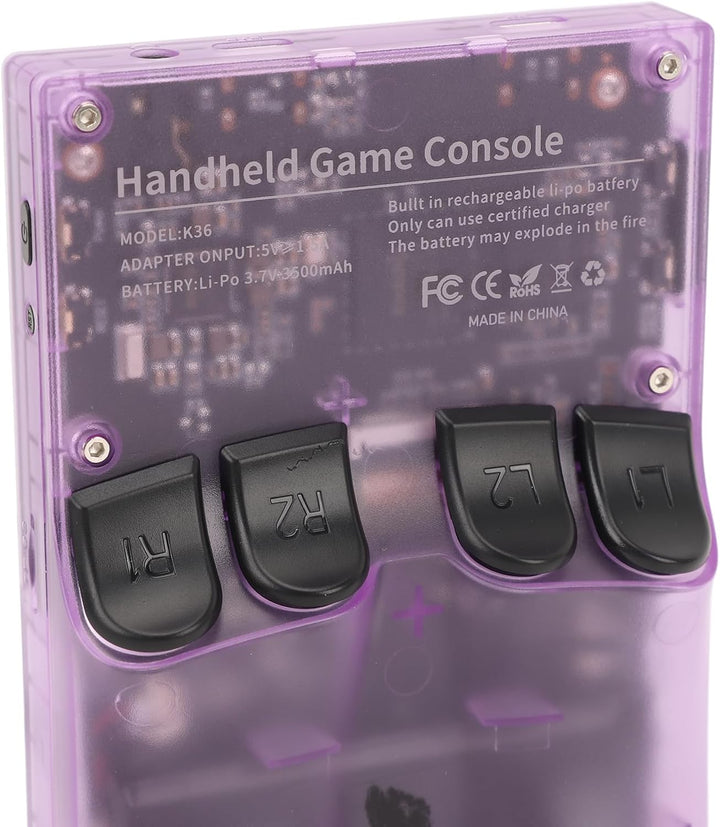 K36 Retro-Spielekonsole, Handheld-Joystick-Spielekonsole, 3500-mAh-Akku mit Grosser Kapazität, Integ