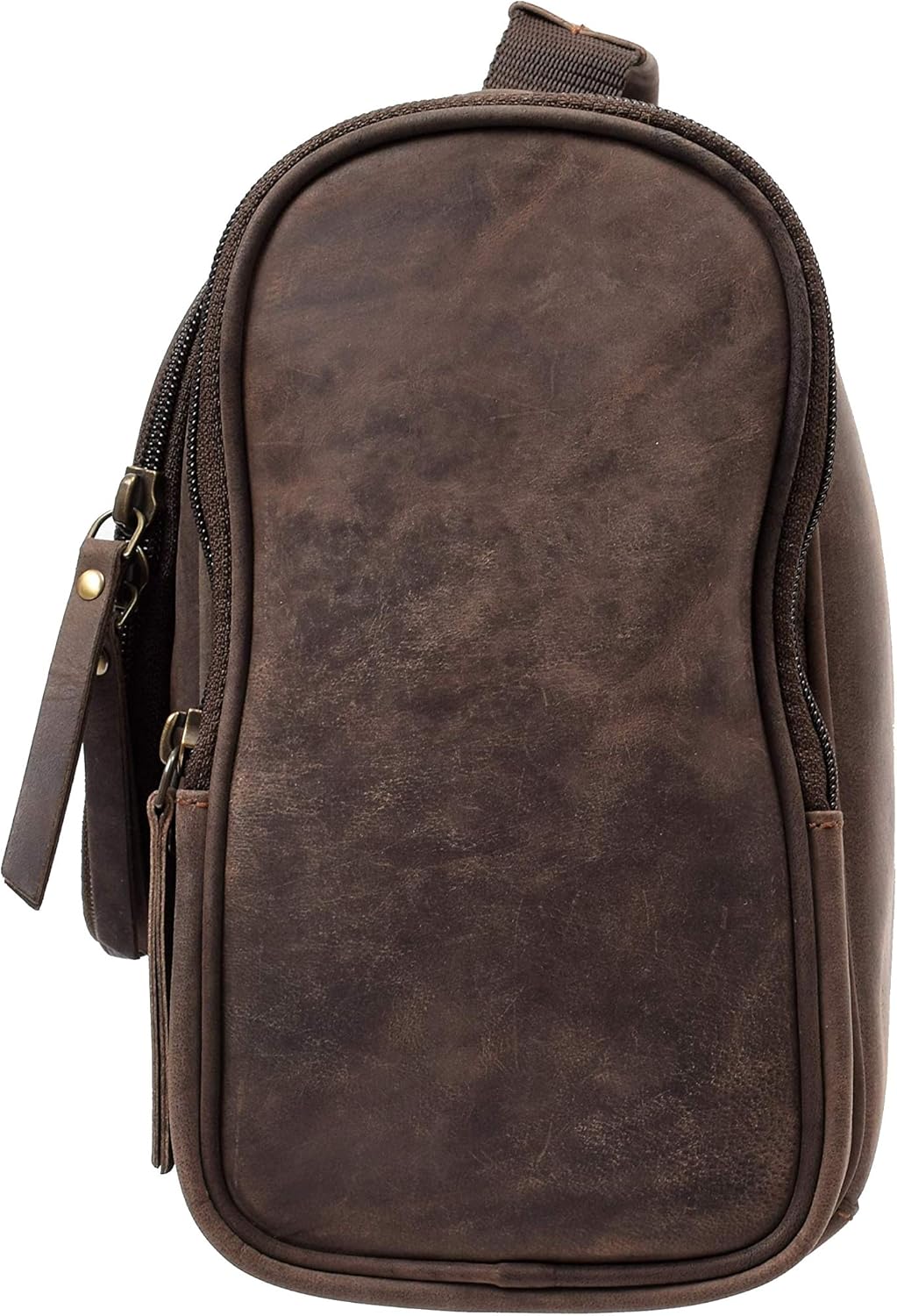 Menzo Kulturbeutel aus echten Leder, Kulturtasche für Damen und Herren (Marrone), Marrone