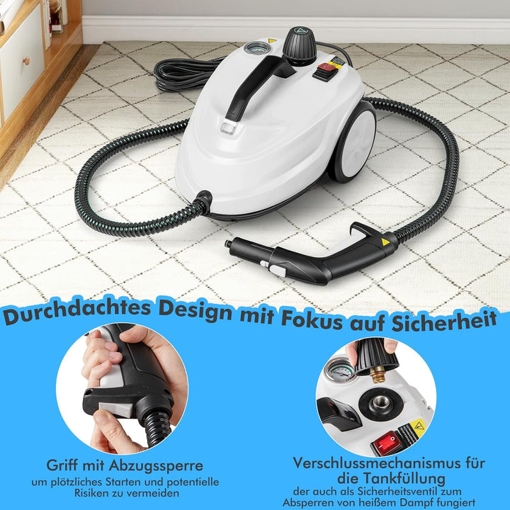 GOPLUS Dampfreiniger, Flächenleistung: 108 m², Dampfdruck: 5 bar, 1,8 L Wassertank, Aufheizzeit: 8 m