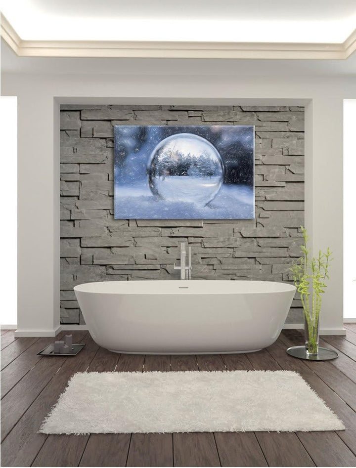 Pixxprint Eiskugel Winterlandschaft als Leinwandbild/Grösse: 100x70 cm/Wandbild/Kunstdruck/fertig be