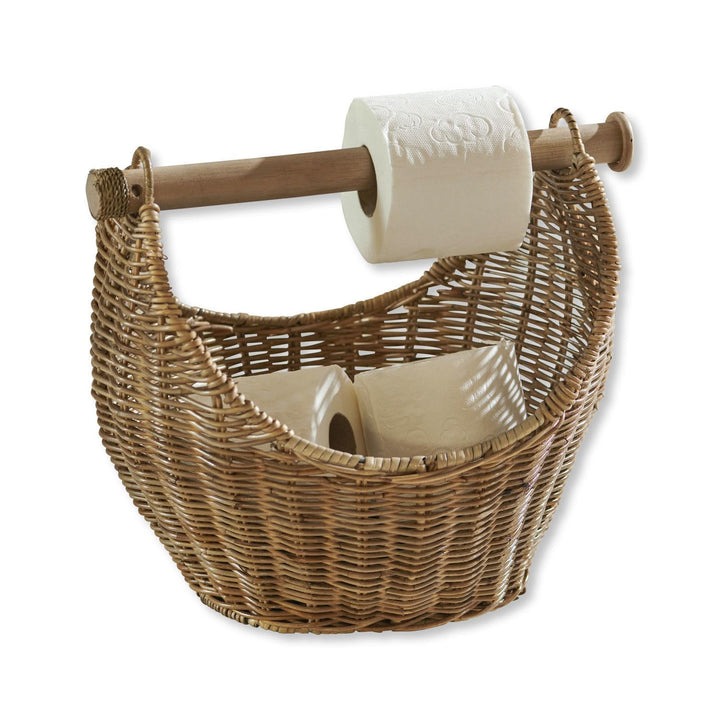 LOBERON® Toilettenpapierhalter Liope, mit Stauraum im Korb, handgeflochten, Toilettenpapier-Aufbewah