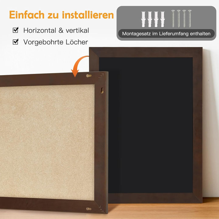DOLLAR BOSS Magnetische Kreidetafel 60x45 cm, Magnettafel Schwarz mit Rahmen aus massivem Kiefernhol