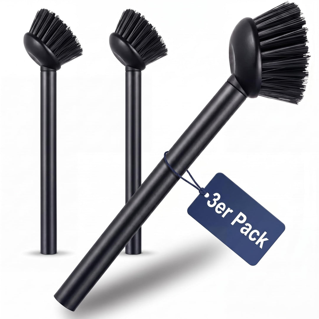 Spülbürste 3er Pack schwarz I Langer Griff I Modernes Design, minimalistisch I Küchenbürste handlich
