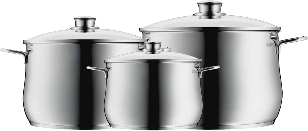 WMF Diadem Plus Topfset Induktion 3-teilig, Kochtopf Set mit Glasdeckel, Cromargan Edelstahl poliert