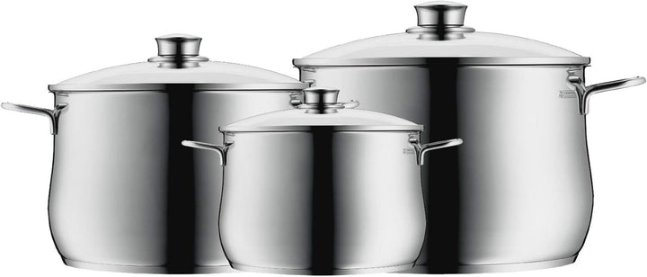 WMF Diadem Plus Topfset Induktion 3-teilig, Kochtopf Set mit Glasdeckel, Cromargan Edelstahl poliert