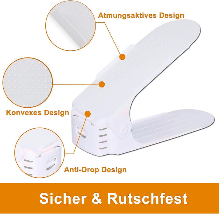 Froadp 30 Stück Einstellbare Schuhregale Rutschfest Schuhhalter 3 Höhenverstellbar PP Doppelschicht