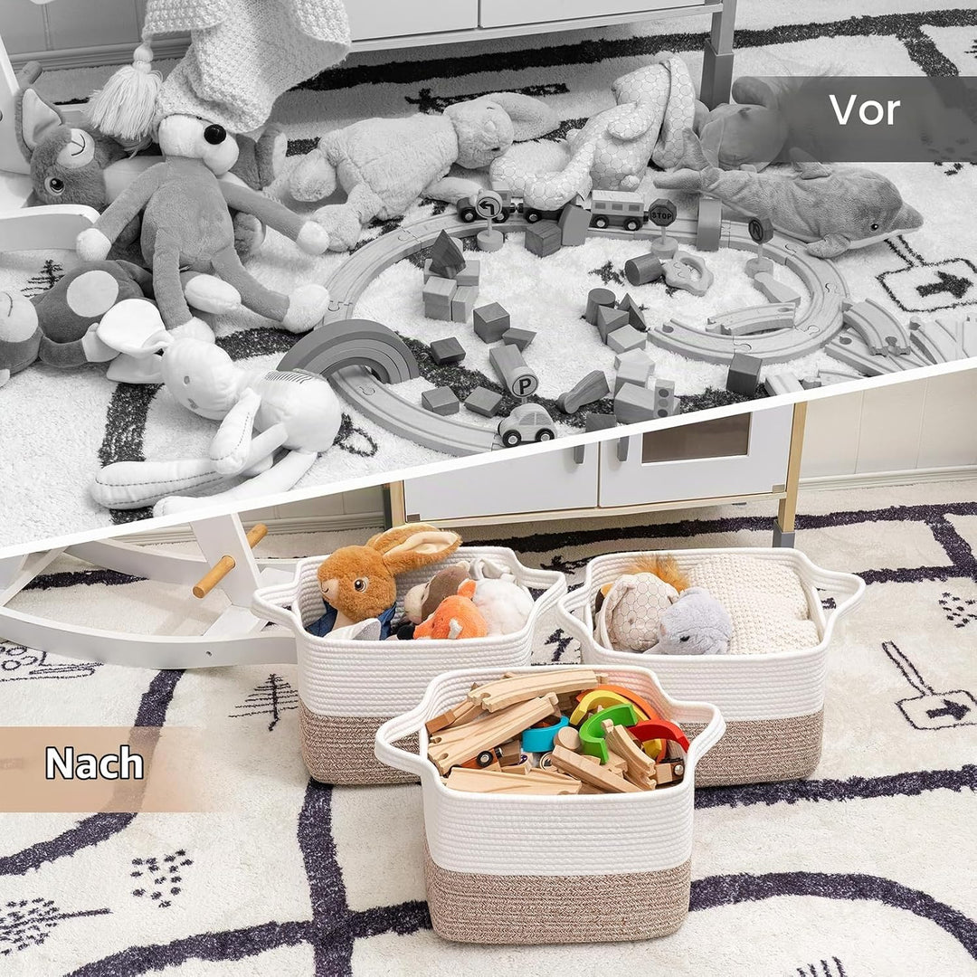 TIMEYARD Aufbewahrungskorb, Wäschekorb Klein, Korb Geflochten, Wäschekorb Kinderzimmer, Wäschesammle