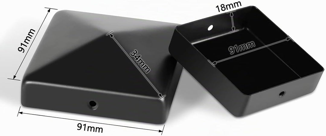 Sonnewelt Pfostenkappe, 10 Stück, 91mm*91mm Pfostenkappen Zaunkappe Abdeckkappe, mit Schrauben, Pfah