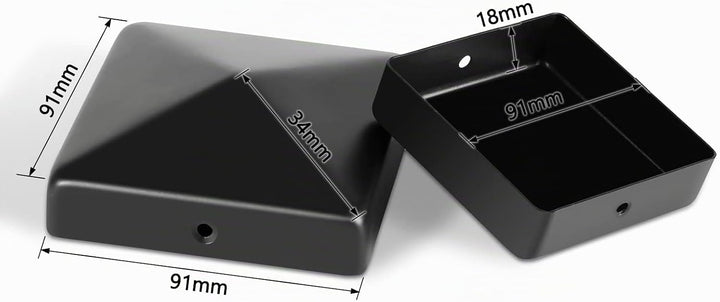 Sonnewelt Pfostenkappe, 10 Stück, 91mm*91mm Pfostenkappen Zaunkappe Abdeckkappe, mit Schrauben, Pfah