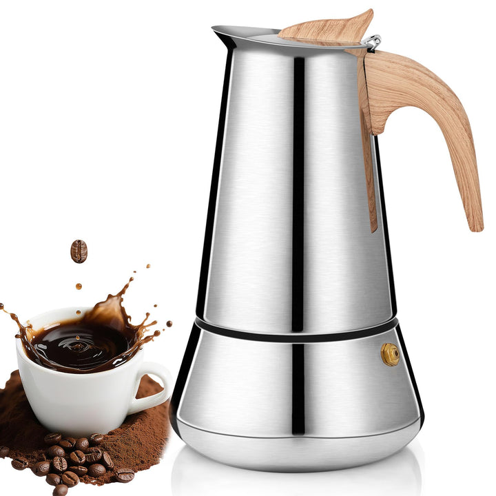 Romon Espressokocher, Edelstahl Mokkakanne 350ml Induktion, Geeignet für Alle Herdarten Gas, Elektro